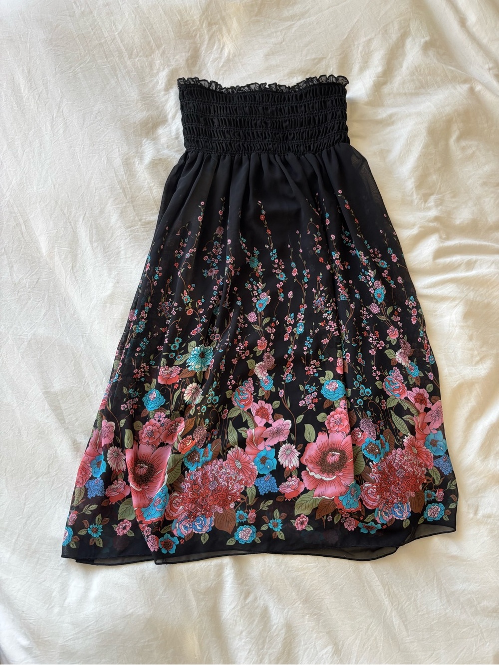 Forever Floral Strapless Chiffon Dress